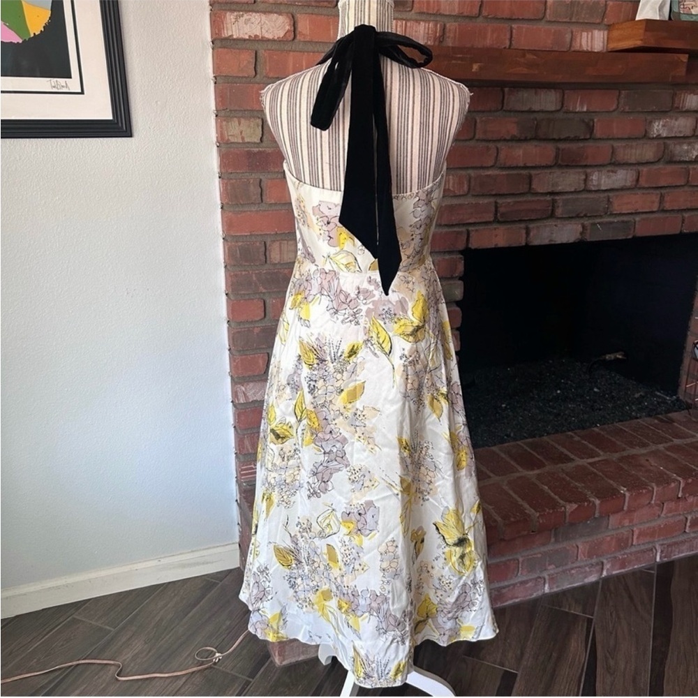 Anthropologie Hitherto Yellow Floral Midi Dress Sz 8 - Picture 5 of 6
